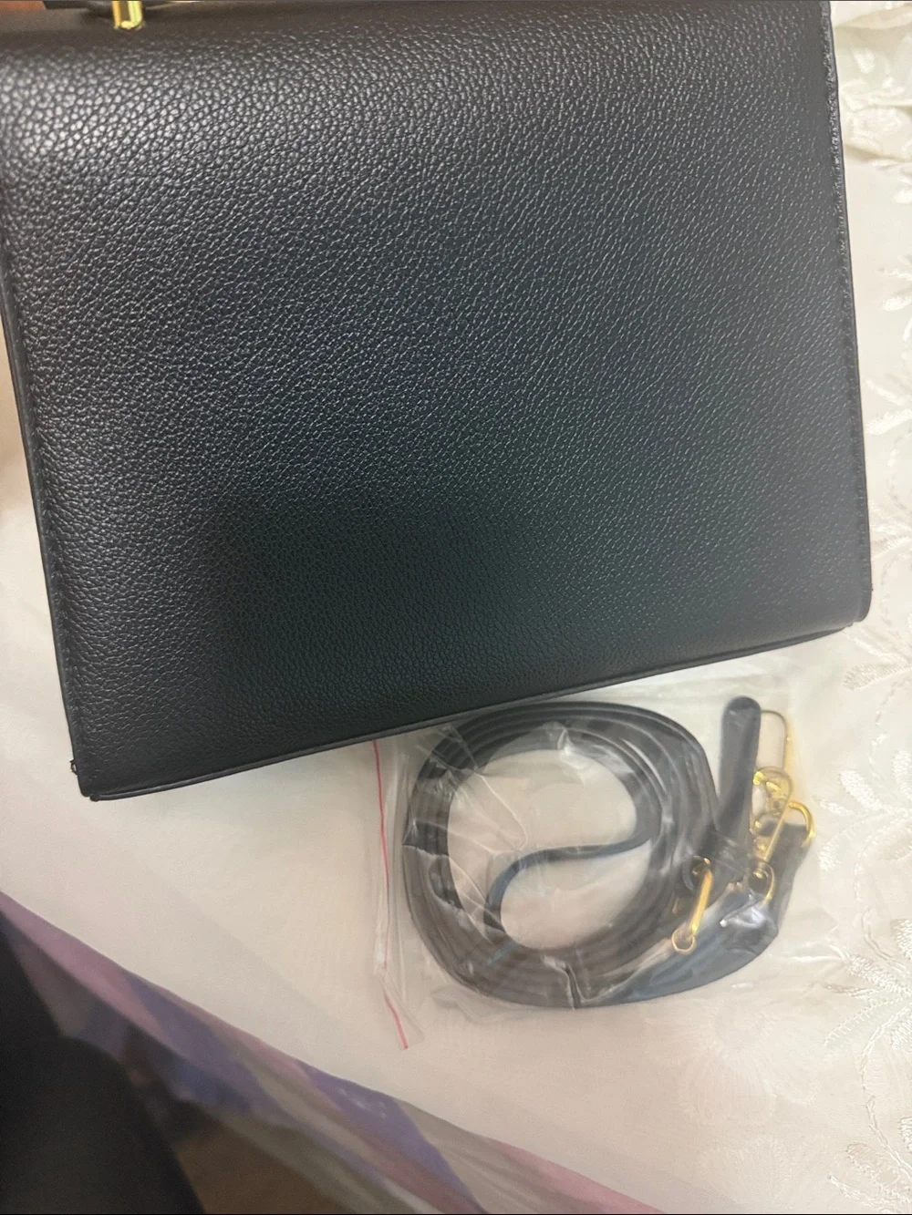 Valentino Garavani Black Leather Top-Handle Satchel with Gold V Stud Logo